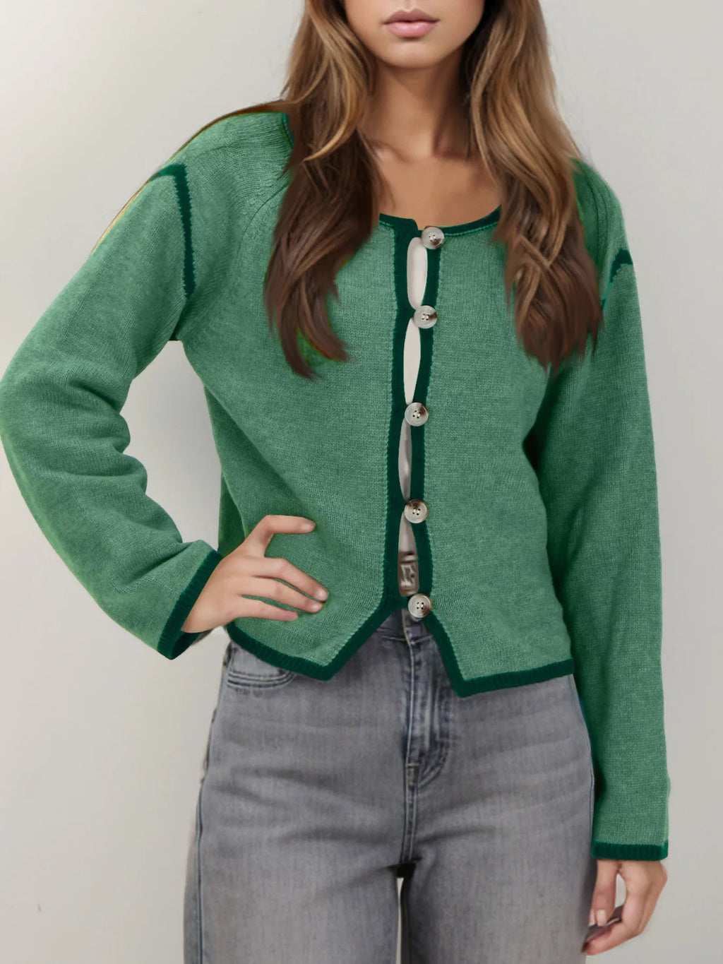 Gilet boutonné sur le devant avec bordure contrastée