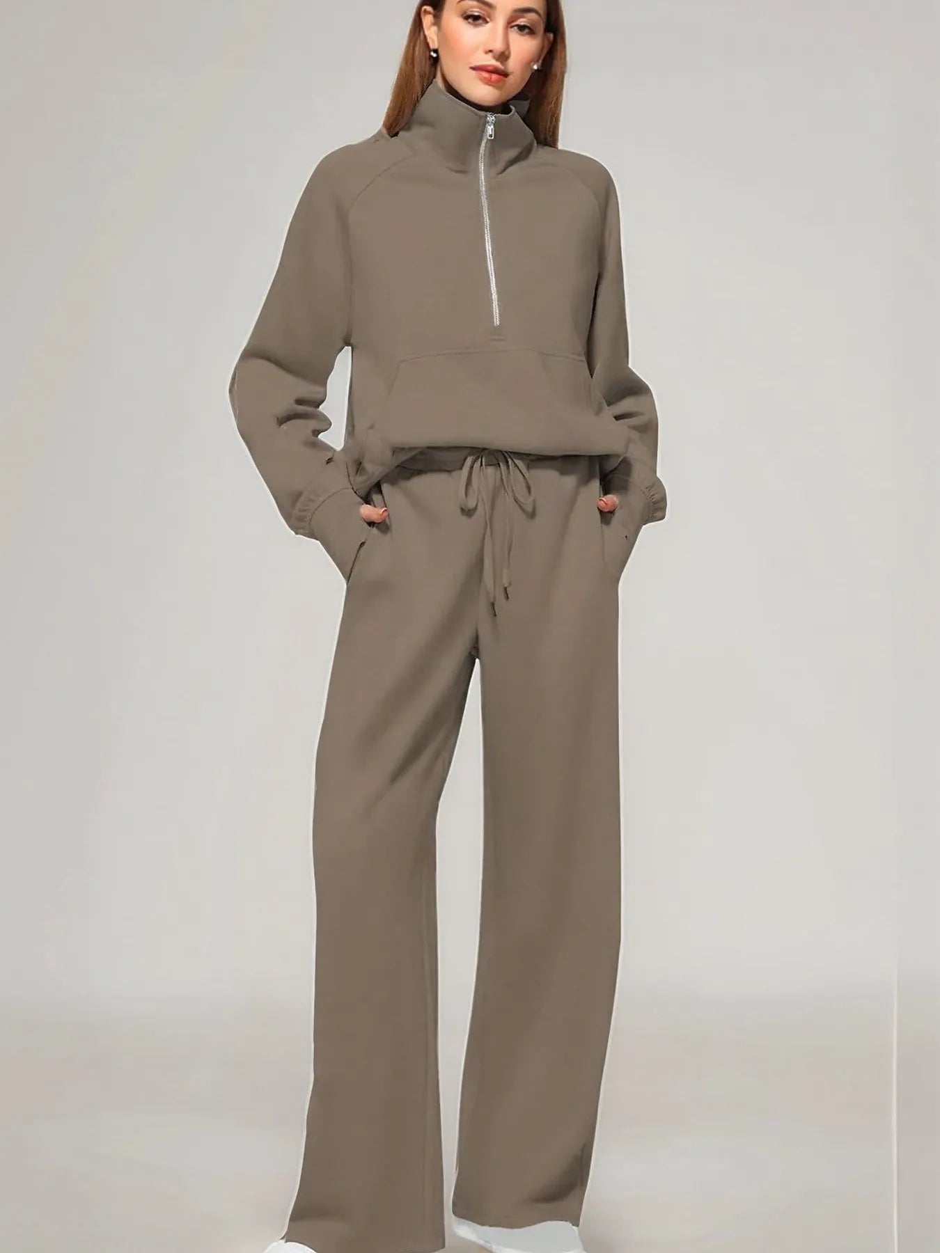 Ensemble haut à manches longues et pantalon à demi-zip