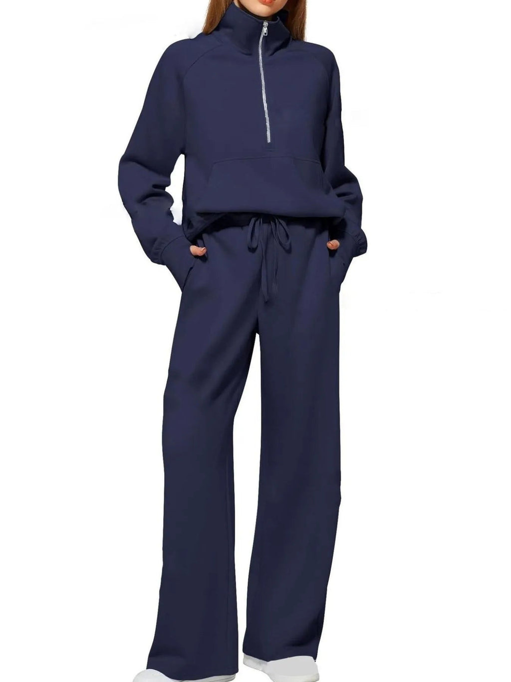 Ensemble haut à manches longues et pantalon à demi-zip