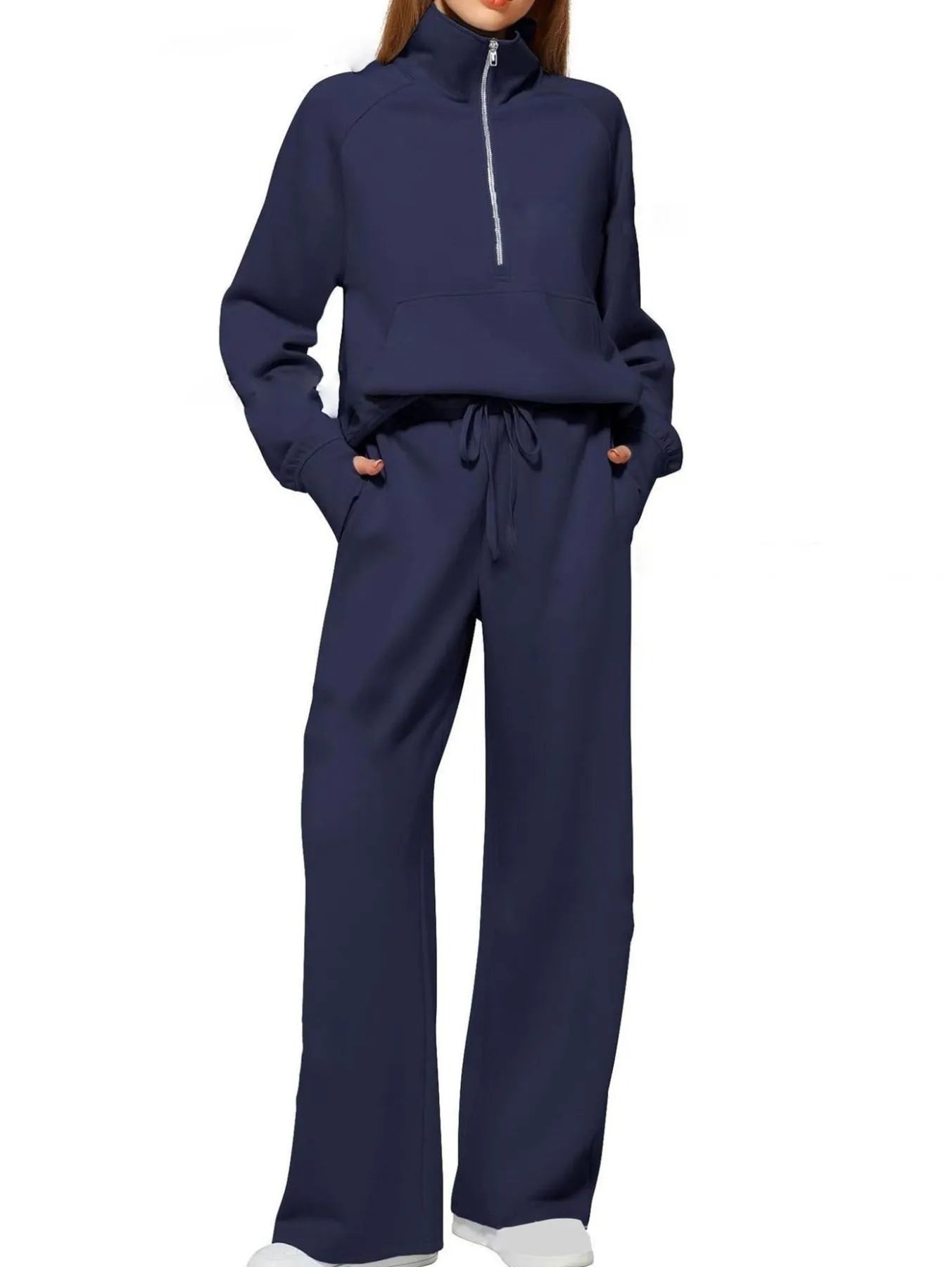 Ensemble haut à manches longues et pantalon à demi-zip