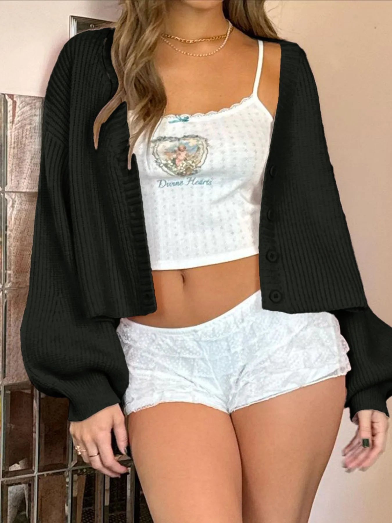 Button-Up Drop Shoulder Cardigan