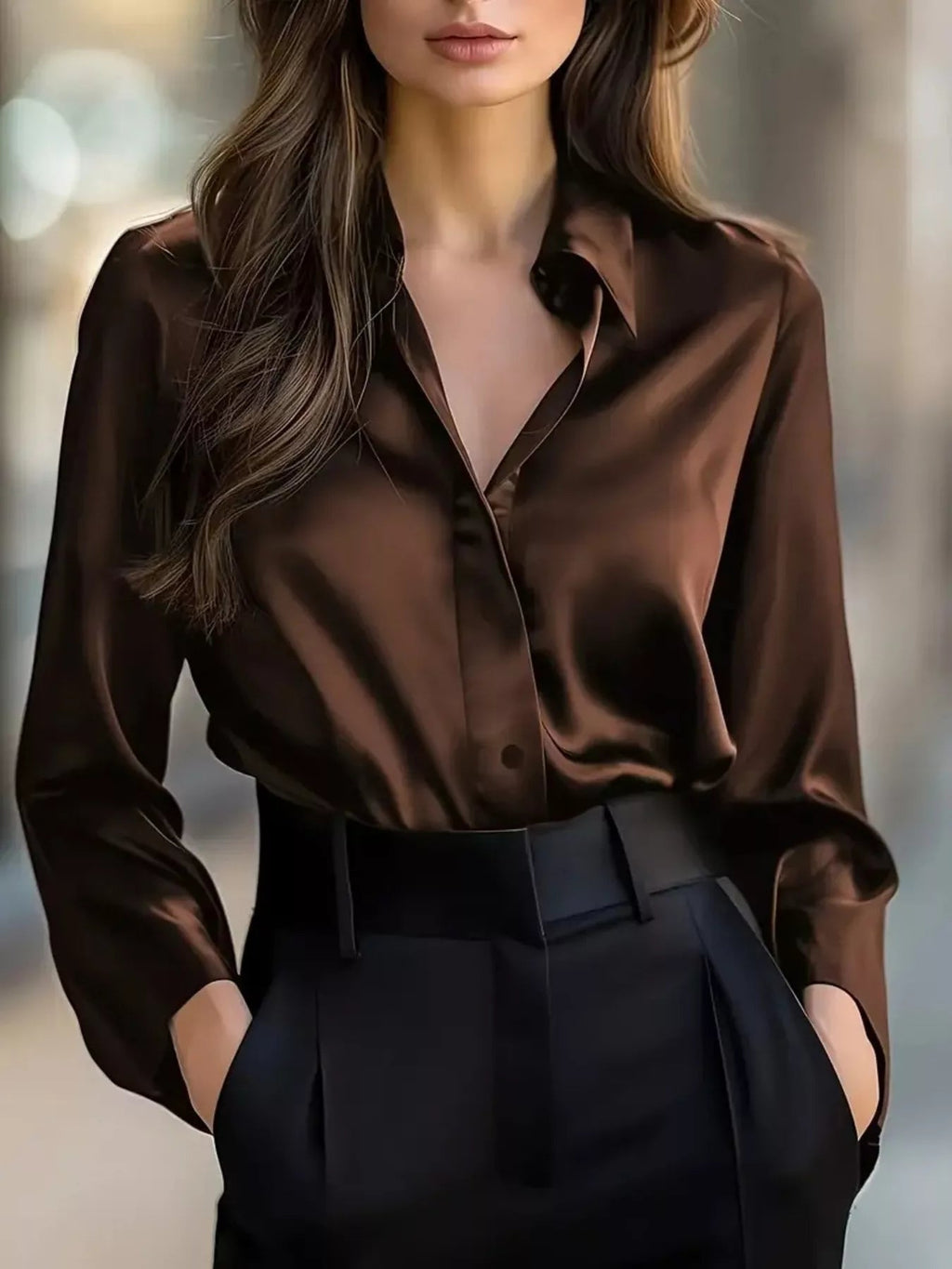 Chemise à manches longues et col boutonné