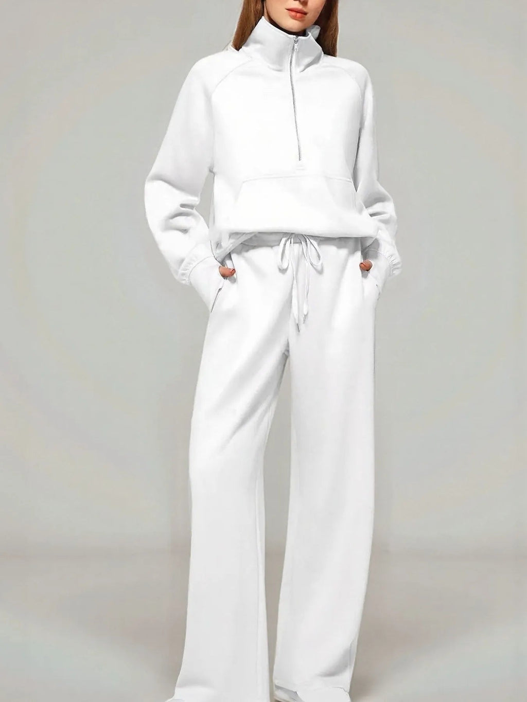 Ensemble haut à manches longues et pantalon à demi-zip