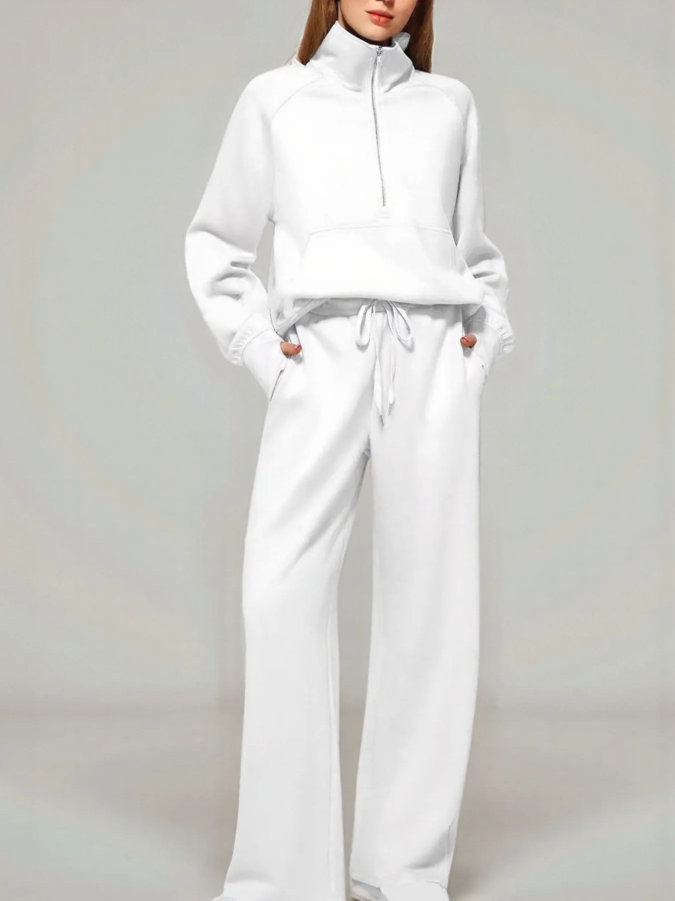Ensemble haut à manches longues et pantalon à demi-zip