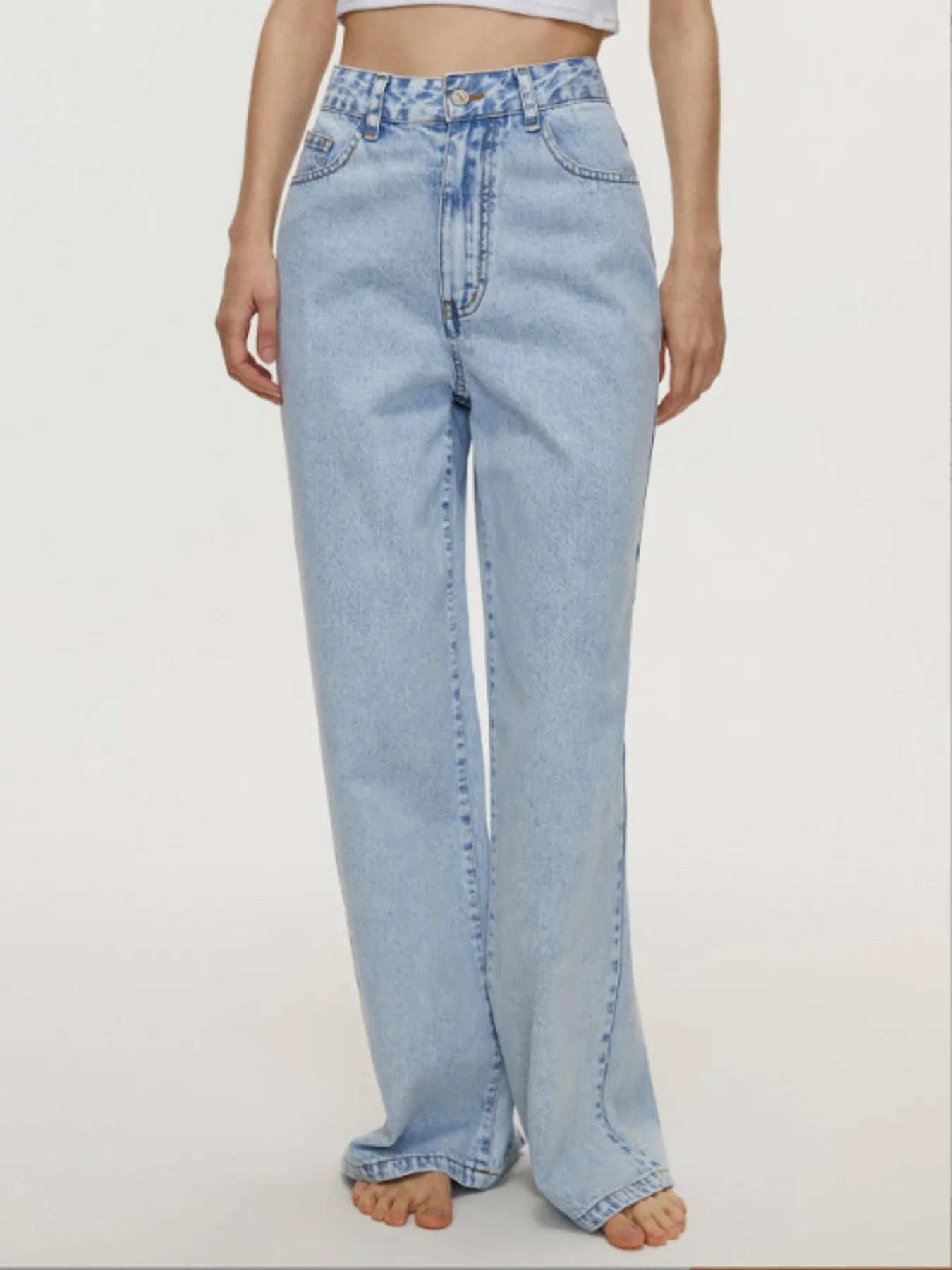 Jean taille haute à jambes larges