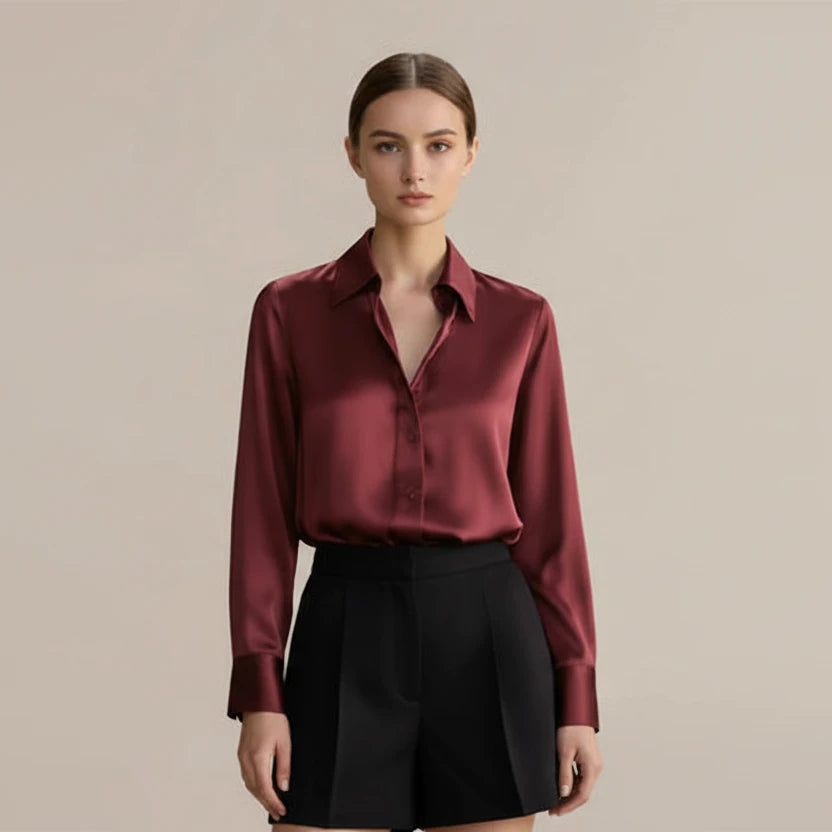 Chemise à manches longues et col boutonné