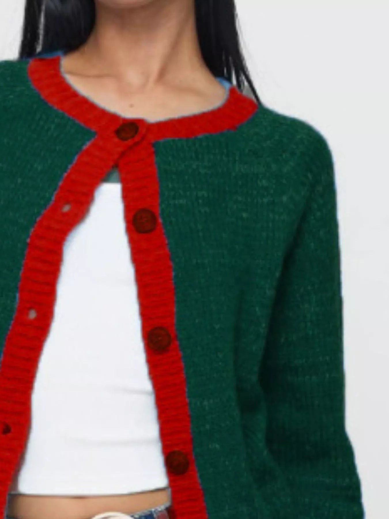 Cardigan boutonné à bordure contrastée