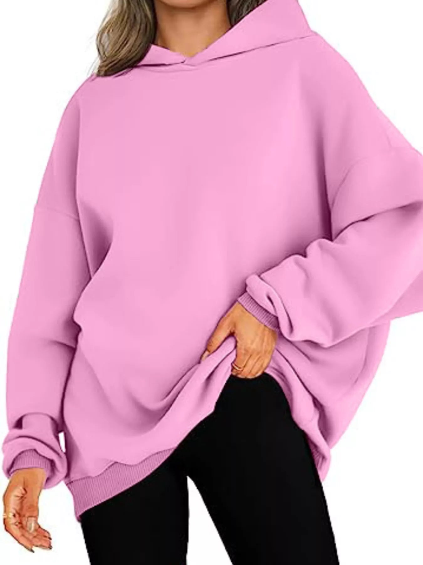 Sweat à capuche à manches longues et épaules tombantes