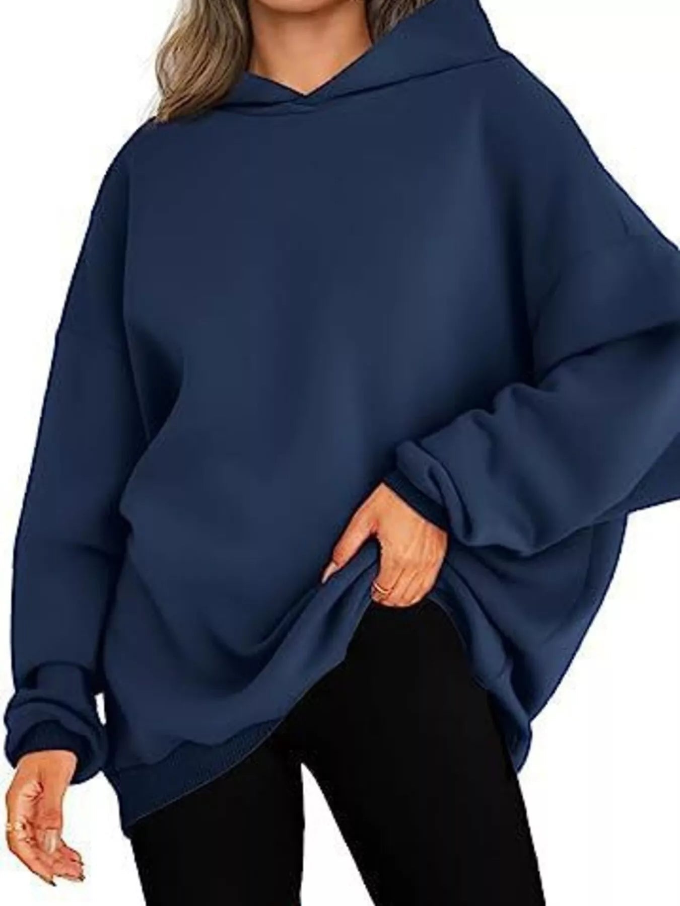 Sweat à capuche à manches longues et épaules tombantes