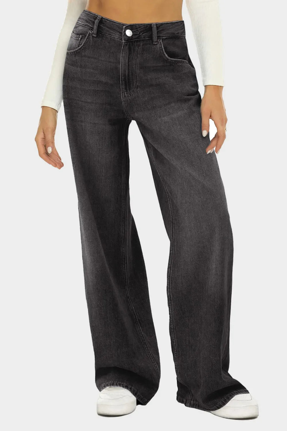 Jean taille haute à jambes larges
