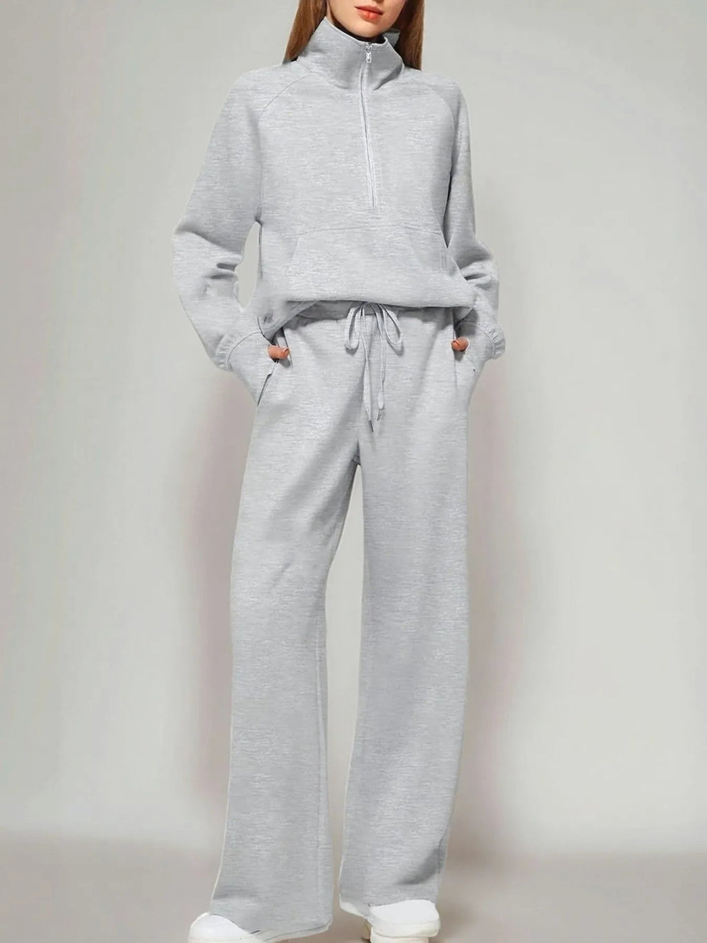 Ensemble haut à manches longues et pantalon à demi-zip