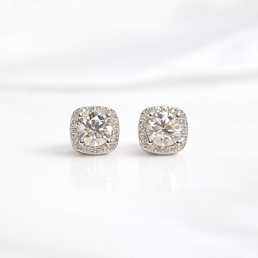 Pendientes de plata de ley 925 con moissanita de 1 quilate