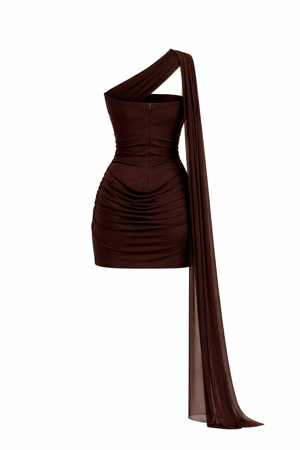 Minivestido fruncido asimétrico de un solo hombro