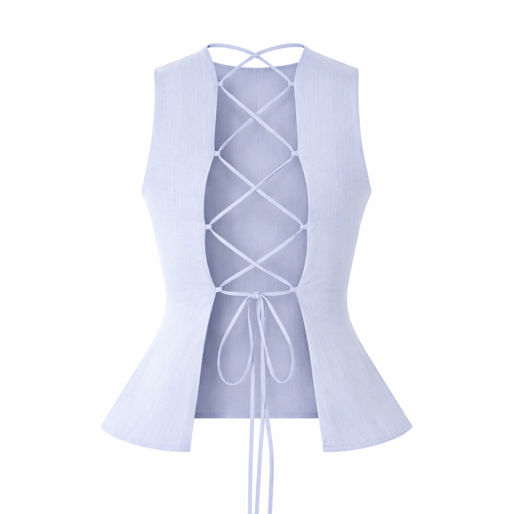Top sin mangas con cordones en la espalda y diseño de cintura ceñida