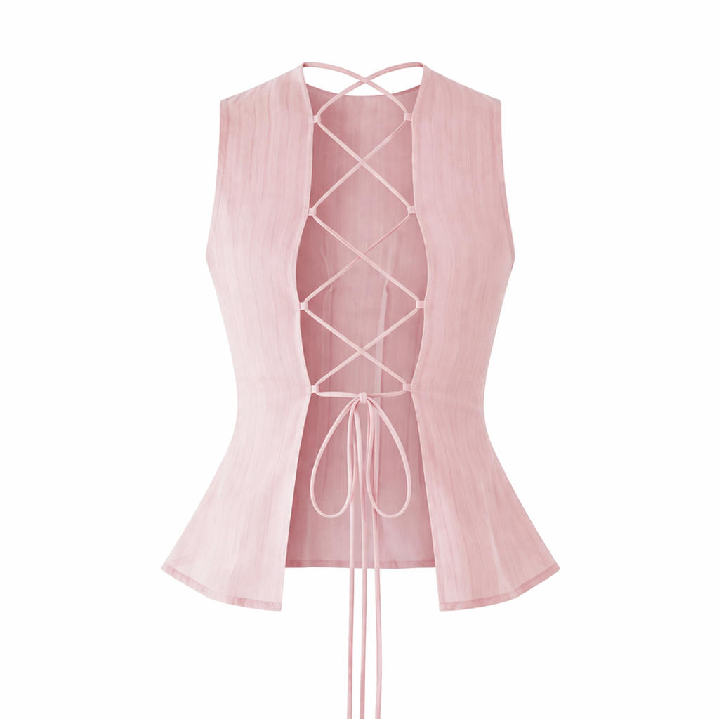 Top sin mangas con cordones en la espalda y diseño de cintura ceñida