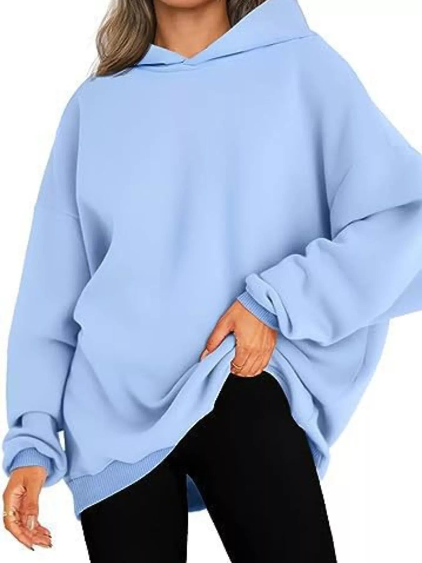 Sweat à capuche à manches longues et épaules tombantes