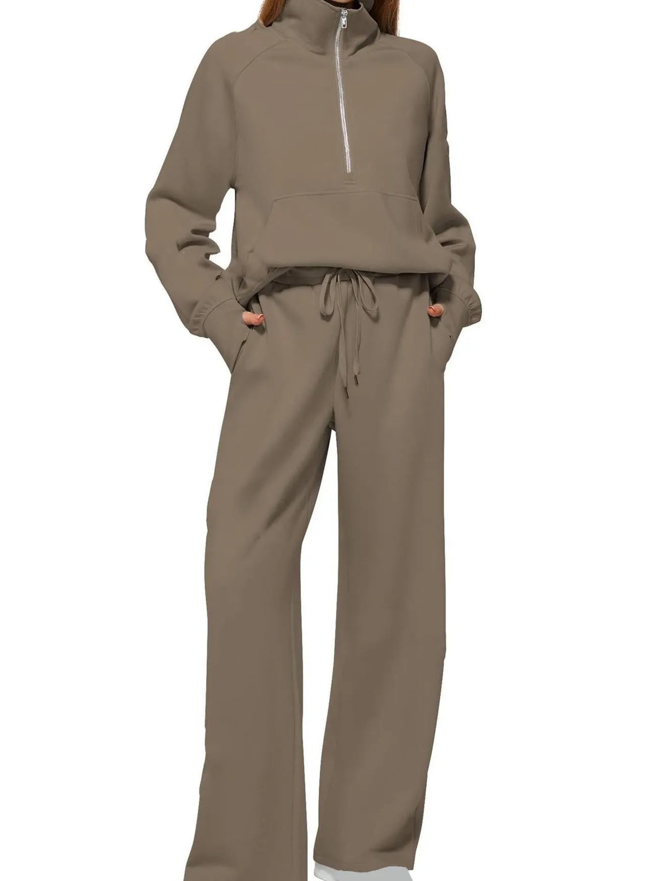 Ensemble haut à manches longues et pantalon à demi-zip