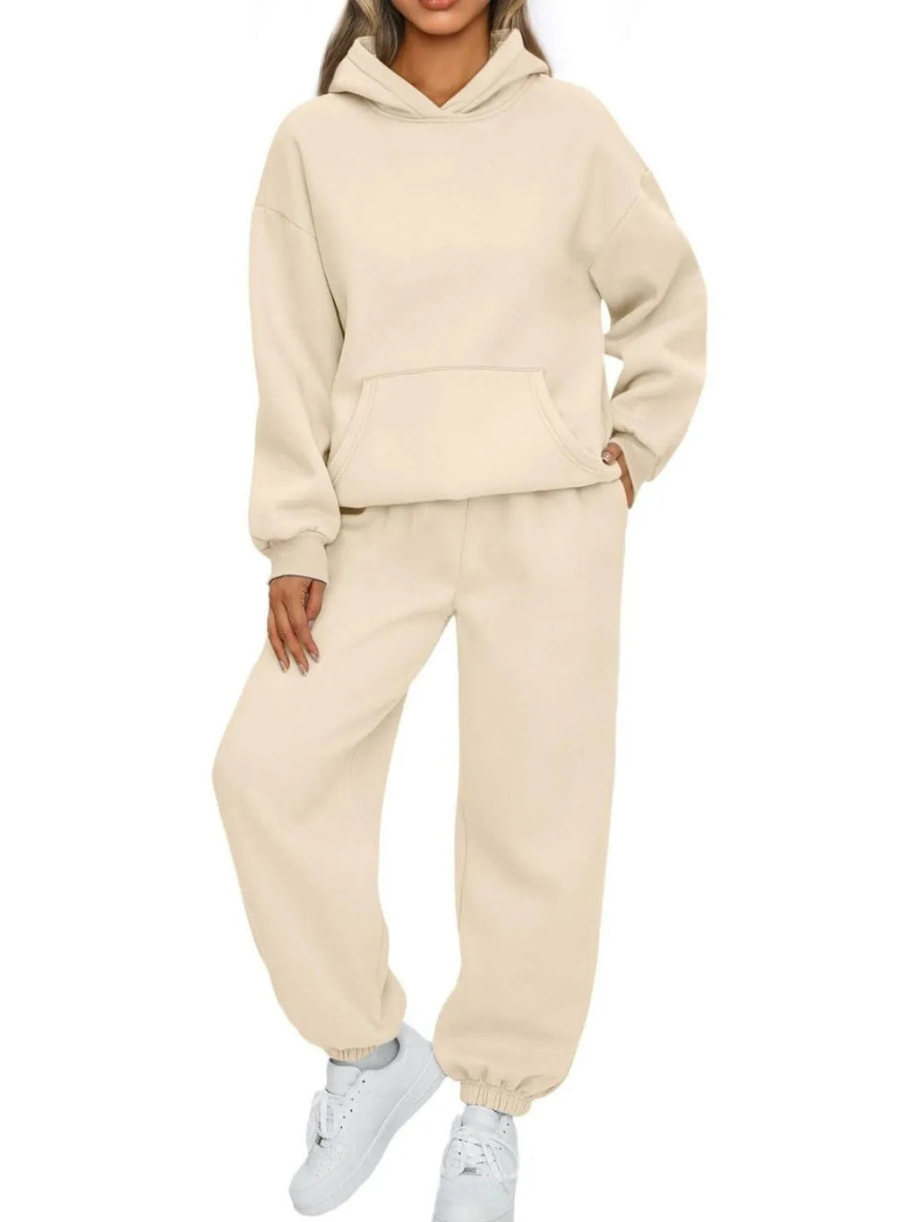 Ensemble sweat à capuche et jogging avec poche kangourou, grande taille
