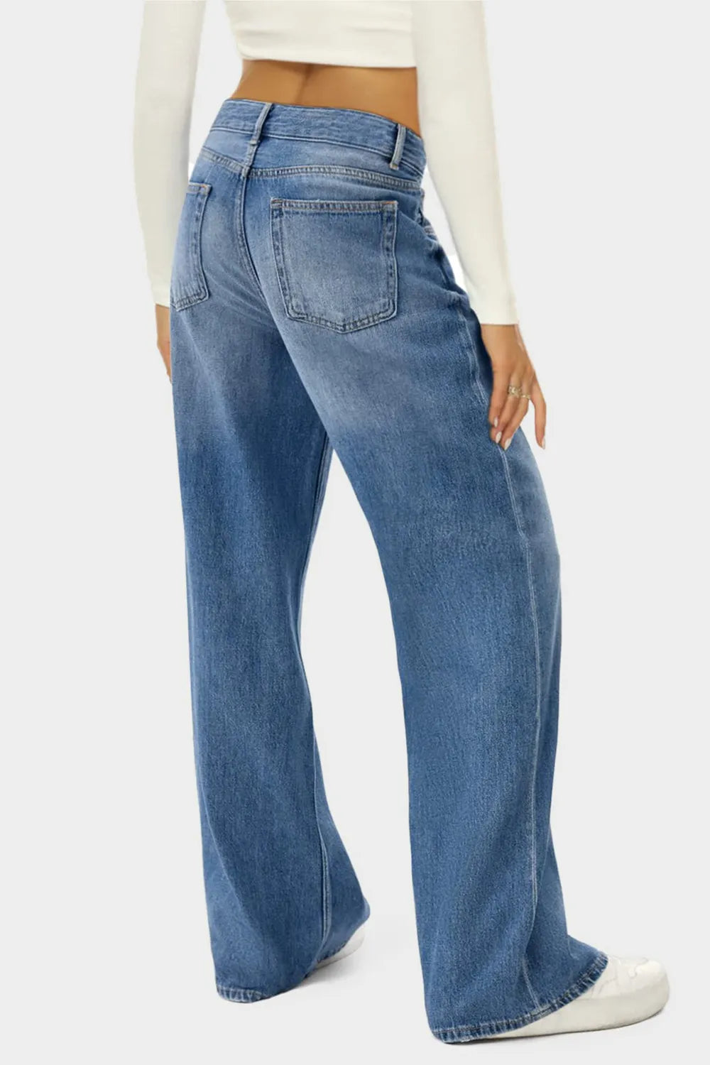 Jean taille haute à jambes larges