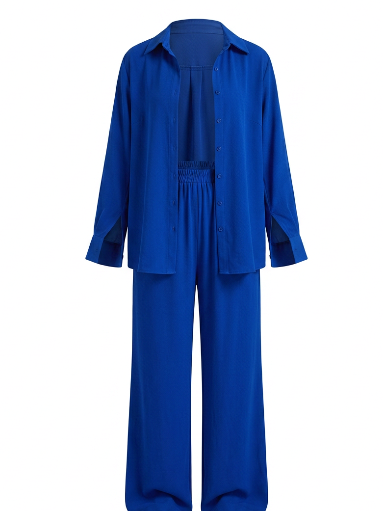 Ensemble chemise à manches longues boutonnée et pantalon