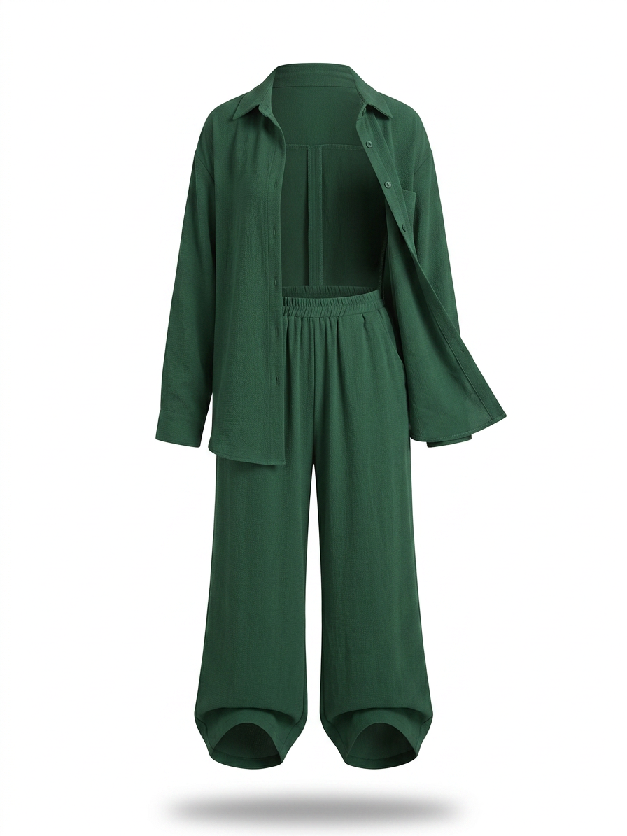 Ensemble chemise à manches longues boutonnée et pantalon