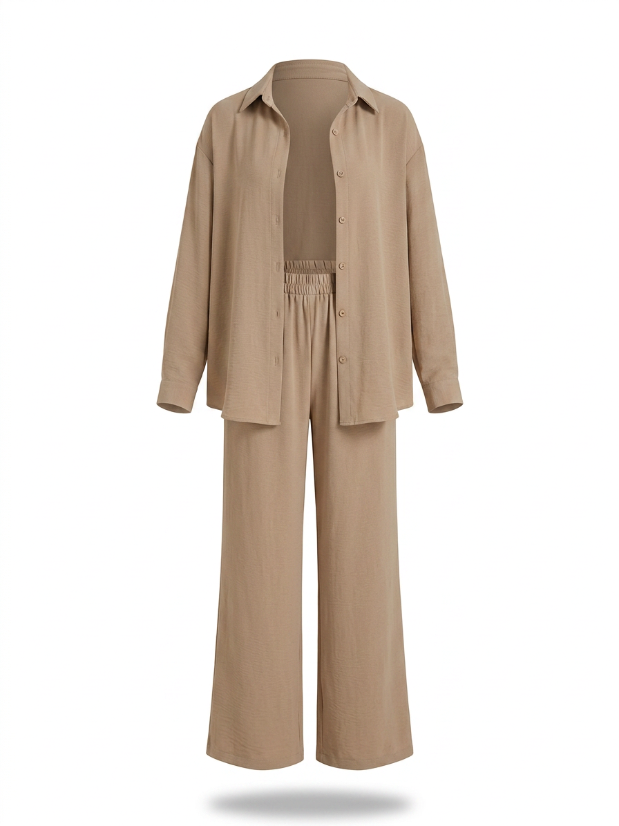 Ensemble chemise à manches longues boutonnée et pantalon