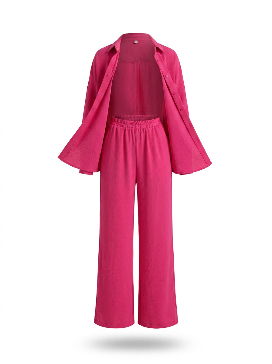 Ensemble chemise à manches longues boutonnée et pantalon