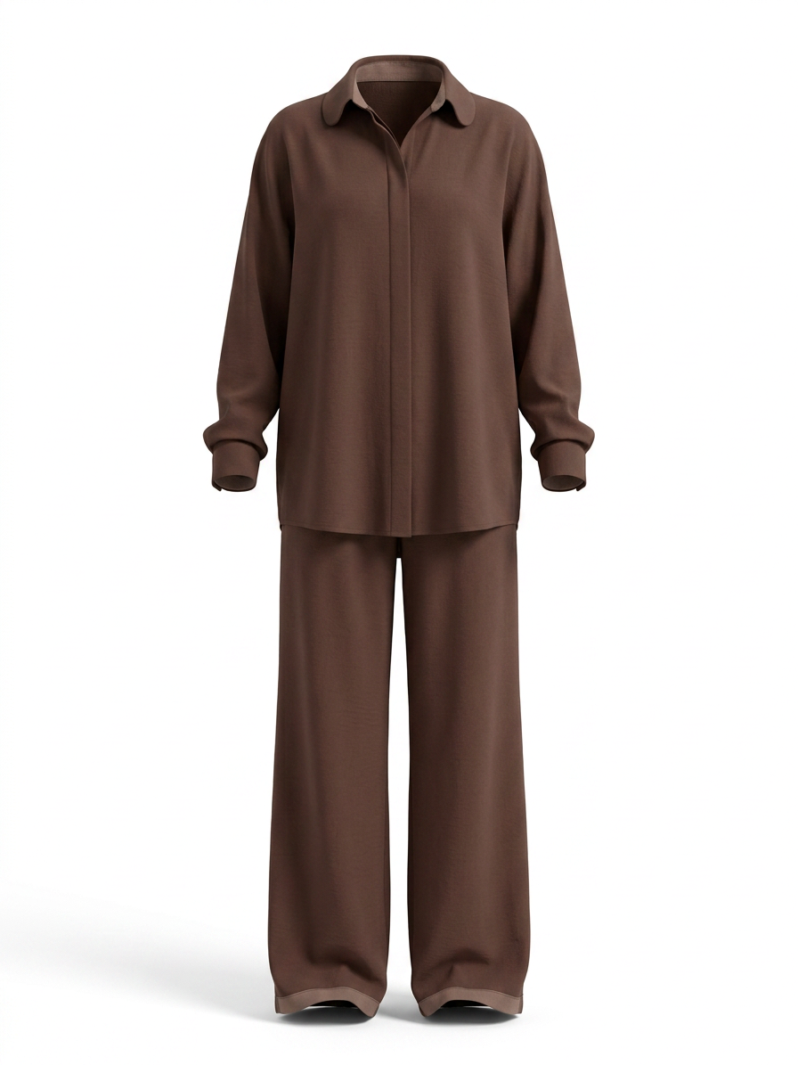 Ensemble chemise à manches longues boutonnée et pantalon