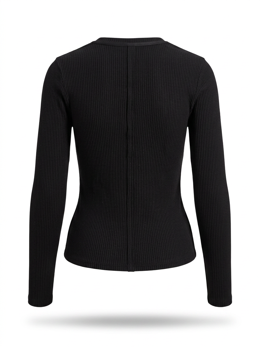 Gilet à manches longues et col rond boutonné
