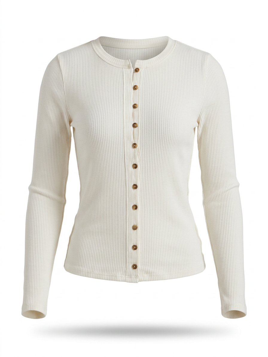 Gilet à manches longues et col rond boutonné