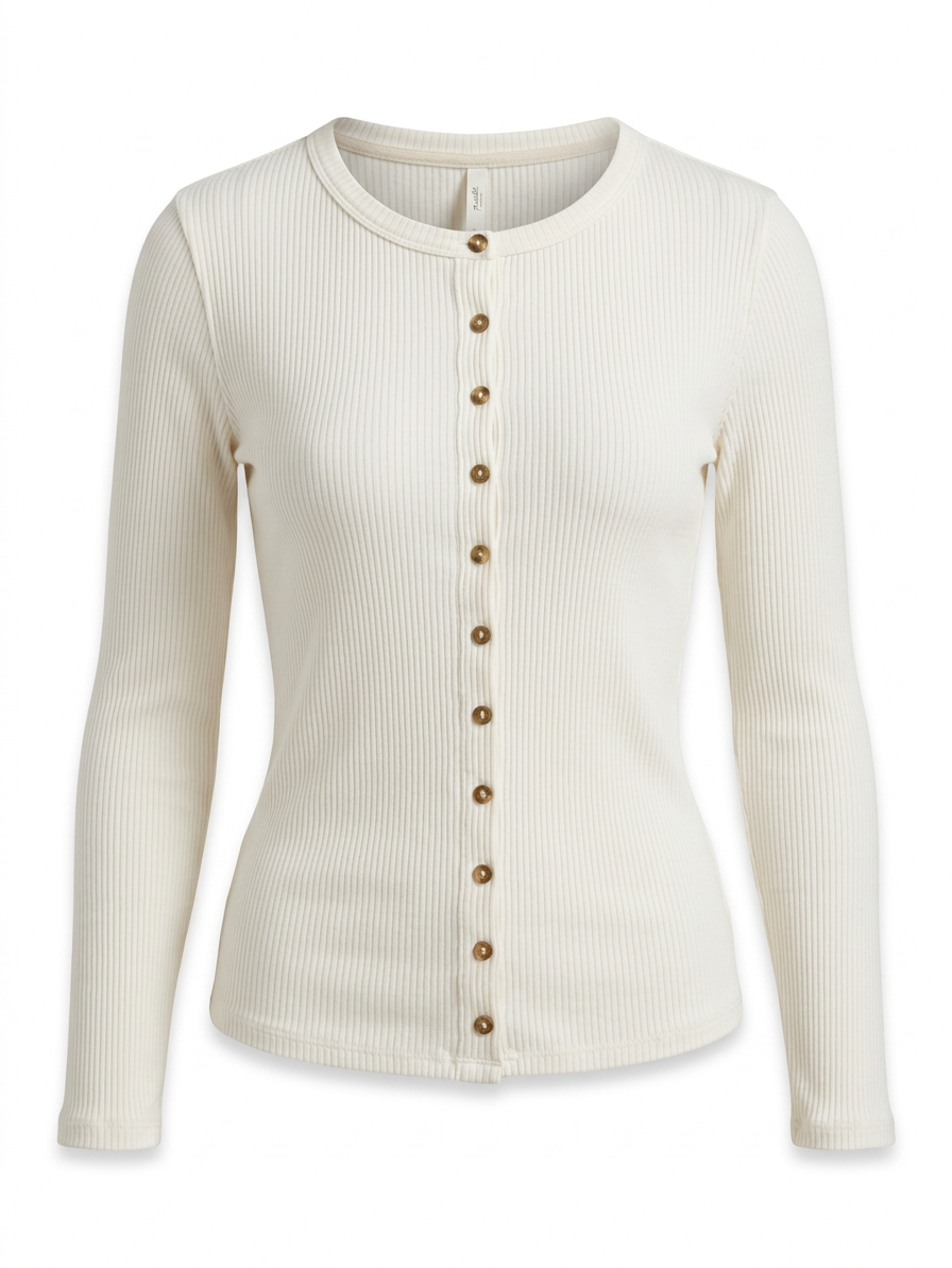 Gilet à manches longues et col rond boutonné