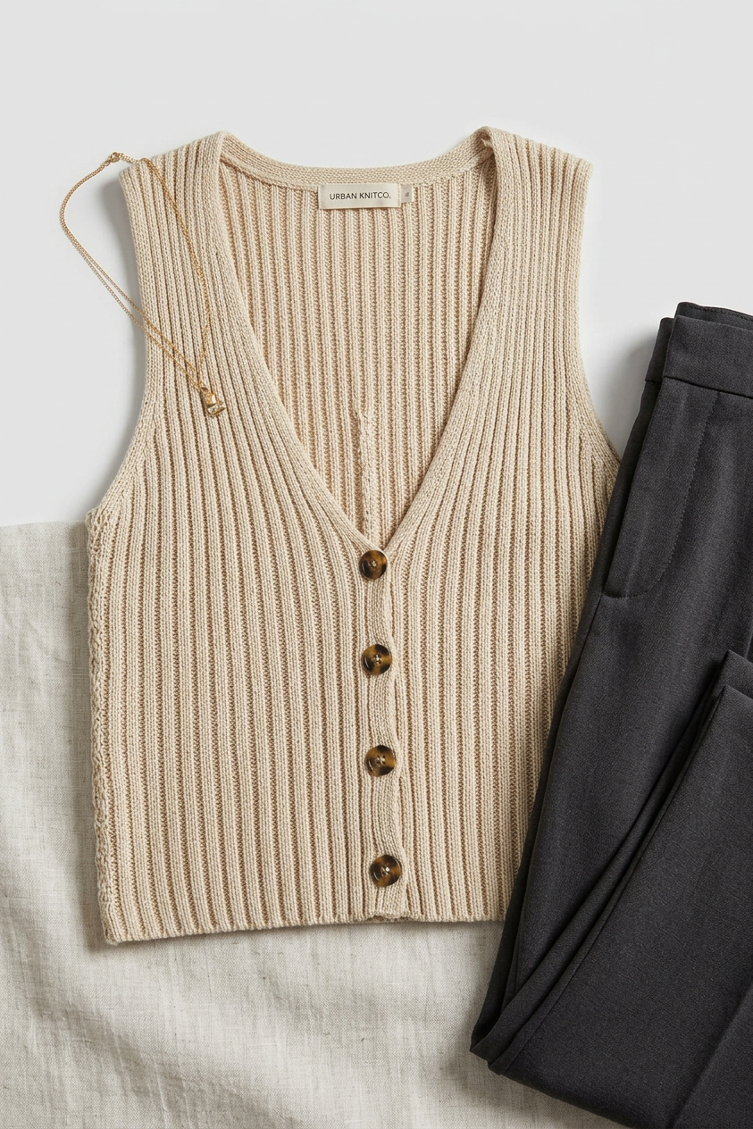 Button Down V-Neck Sweater Vest