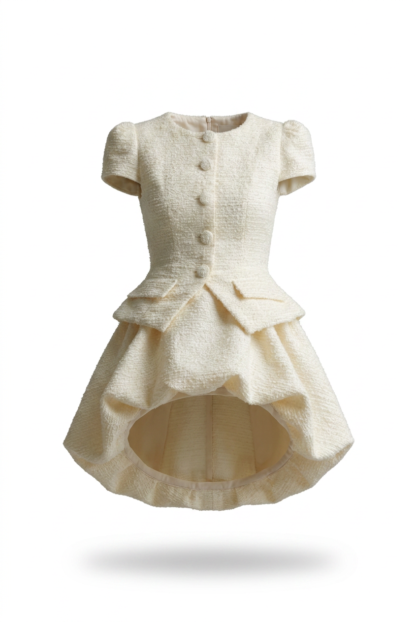 Button Up Short Sleeve Top and Bubble Hem Skirt Set